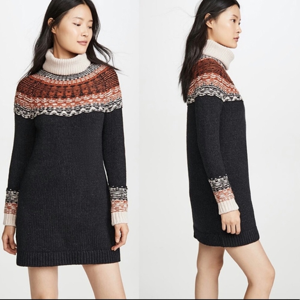 NWT Madewell Fair Isle Turtleneck Sweater Dress